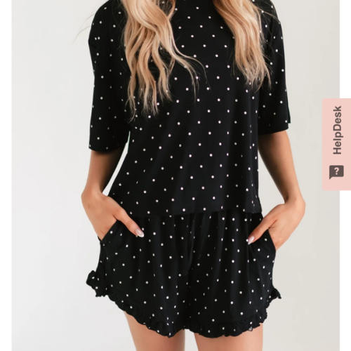 Women’s Ruffle Short Set in Black Polka Dot