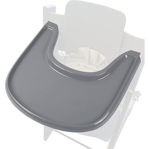 Baby High Chair Tray Compatible with Stokke Tripp Trapp V2+, Replacement Tray for Stokke High Chair, Smooth Surface & Strong Suction, BPA-Free & Dishwasher Safe, Toddlers 6–36 Months - Grey