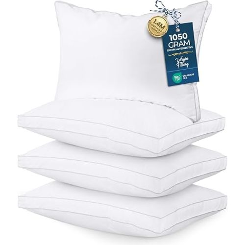 Utopia Bedding Bed Pillows for Sleeping Queen Size (White), Set of 4, Soft & Fluffy Pillow with Down Alternative Filling, Cooling, Hotel Quality, Gusseted Pillow for Back, Stomach or Side Sleepers