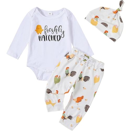 Baby Layette Set Infant Boy Farm Animals Bodysuit Clothes Letter Romper+Pants Newborn Coming Home Outfit with Hat