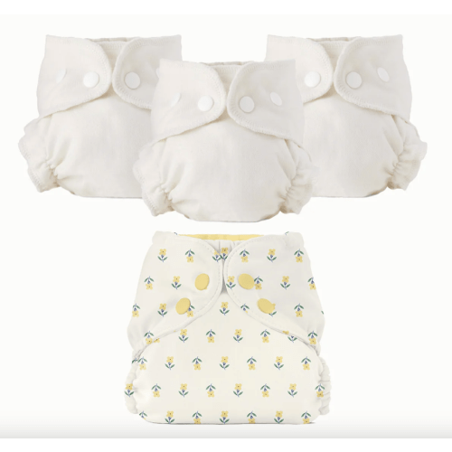 Esembly Organic Cloth Diaper Bundle – Size 2, Flower Buds