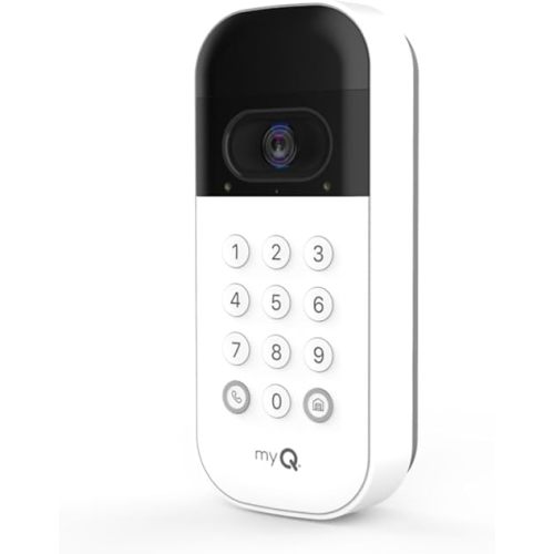 myQ Smart Garage Door Video Keypad with Wide-Angle Camera,Customizable PIN Codes,and Smartphone Control–Take Charge of Your Garage Access Works with Chamberlain, LiftMaster and Craftsman openers,White