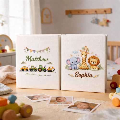 Embroidered Baby Photo Album - Personalized Baby Keepsake Scrapbook, Baby Memory Book, New Baby Gift, Baby Shower Gift, New Mom Gift
