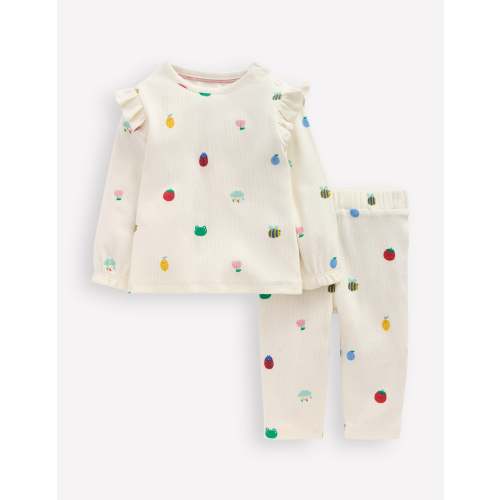Ribbed Jersey Play Set-Soft Ivory Joyful Spring