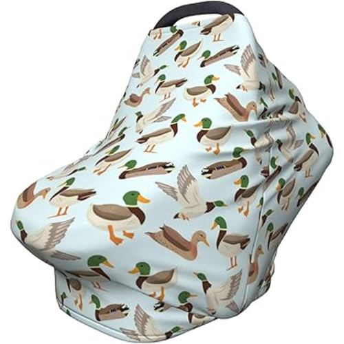 Cute Mallard Duck Baby Stuff Car Seat Covers Baby Multi-Use Car Seat Canopy Carrier Cover, Breathable Breastfeeding Cover Boys & Girls