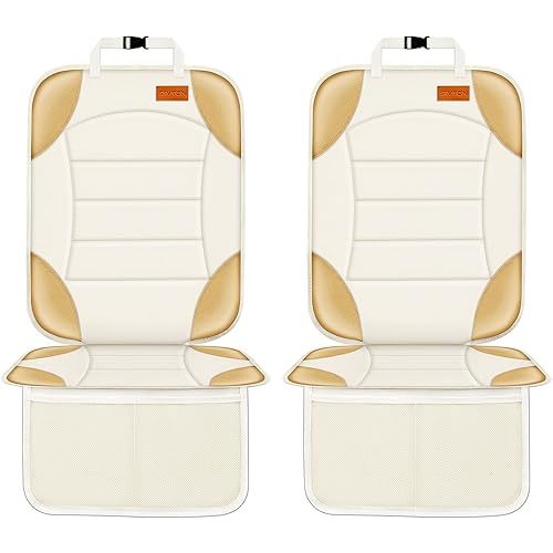 Siivton Car Seat Protector for Child, Cushion for Leather & Fabric Seats, 2 Mesh Pockets, Non-Slip Bottom, Waterproof for Vehicles - Baby & Pets (2 Pack)