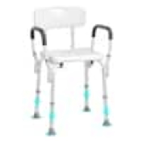 VEVOR Shower Chair, Shower Seat with Back, Adjustable Height Shower Stool Bathtub, Freestanding, White Black, 19.3 x 16.9 in. LYYFXFLHJPESAQLY8V0