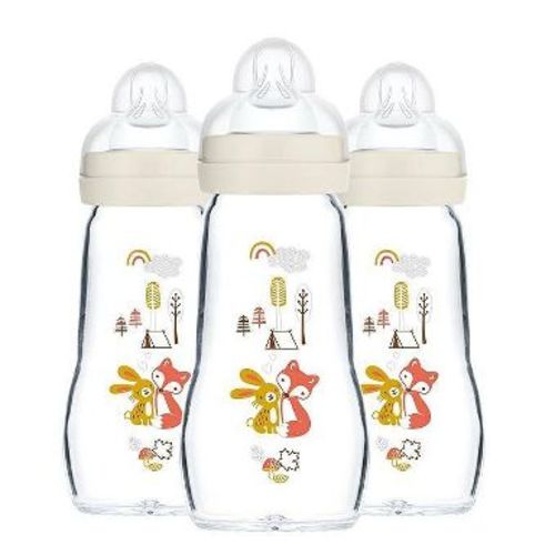 MAM Feel Good Glass Baby Bottle - Cream - 9oz/3pk