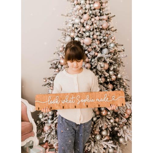 Wooden Kids Art Sign, Personalized Wall Decor, Look What I Made Art Display