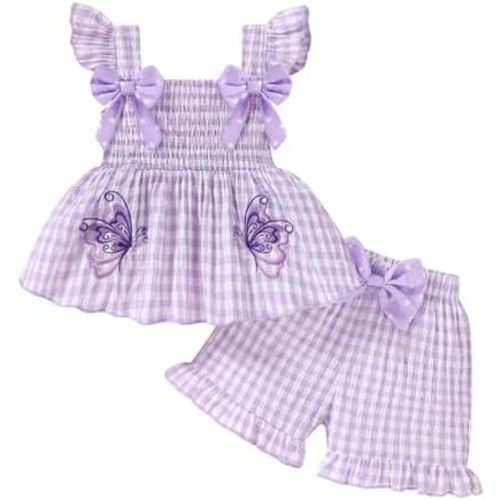 YOUNGER TREE Toddler Girl Clothes Baby Girls Ruffle Sleeveless Bowknot Dress Tops Shorts Set Cute Summer Kids Outfits