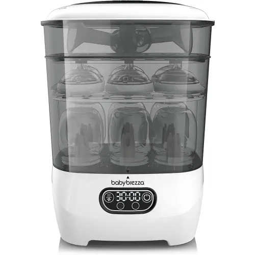 Baby Brezza Bottle Sterilizer and Dryer Advanced – 33% Faster - Largest Capacity Steam Sanitizer - Universal Sterilization Machine for All Bottles + Pump Parts - HEPA Air Filter