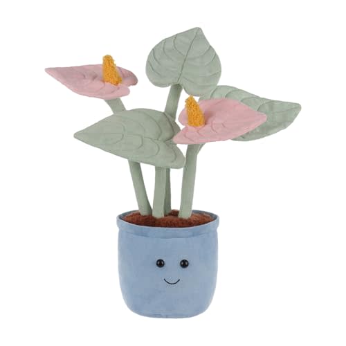 Apricot Lamb Potted Pink Anthurium Plant Plush Stuffed Animals for Kids, Soft Cute Plush Toys for Baby Girl and Boy, Fluffy Potted Pink Anthurium Plant Pink 13.8 Inches