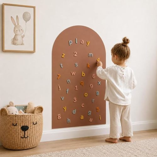 Wonder Wall Magnetic Arch Wall Decal for Kids, Peel and Stick Magnetic Chalkboard and Dry Erase Activity Board, 37 x 24 in - Rosewood
