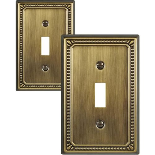 Switch Plates Outlet Covers, 2-Pack Antique Brass Metal Wall Plates