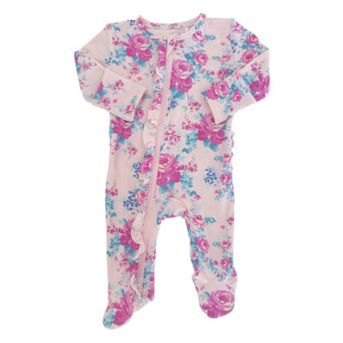 2-Way Zip Ruffle Footie, Garden Secrets