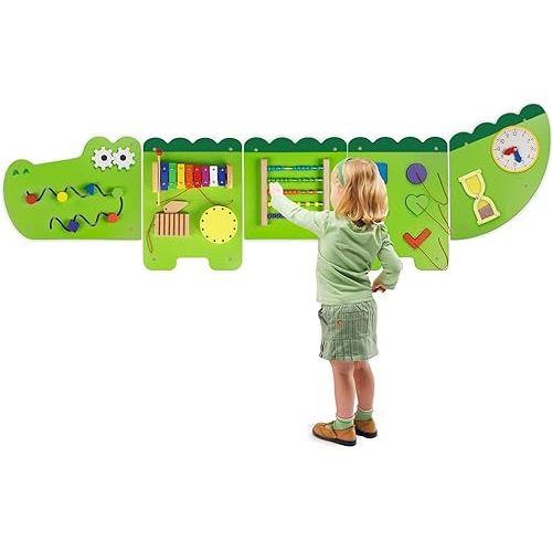 Monläurd® Crocodile Montessori Busy Board, Sensory Board,Educational Toys, Activity Cube, Wall Toys, Daycare Furniture, Playroom Furniture, Boys and Girls 6 M+
