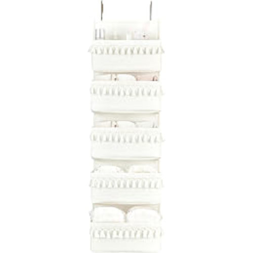 Amazon.com: Dahey Over The Door Organizer 5 Pockets Hanging Behind Door Storage, White | Boho Cotton Tassels, Fits 1.77" Door, Space Saving & Big Capacity, Versatile Use, for Nursery Bathroom Bedroom Dorm Decor