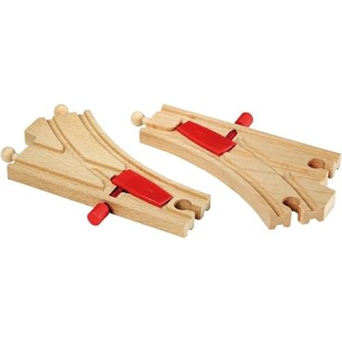 BRIO World - 33344 Mechanical Switches | 2-Piece Interactive Wooden Train Tracks Set | Enhances Motor Skills | Compatible with BRIO Toys | Great Gift for Kids Ages 3 and Up