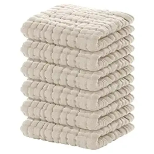 Yoofoss Muslin Baby Washcloths 100% Organic Cotton Face Towels 6 Pack Wash Cloths for Baby 12x12in Soft and Absorbent Baby Wipes (Apricot)