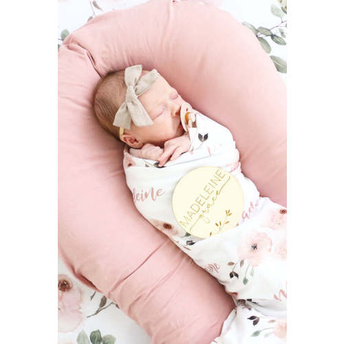 Millie's Dusty Rose Garden Personalized Baby Name Swaddle Blanket