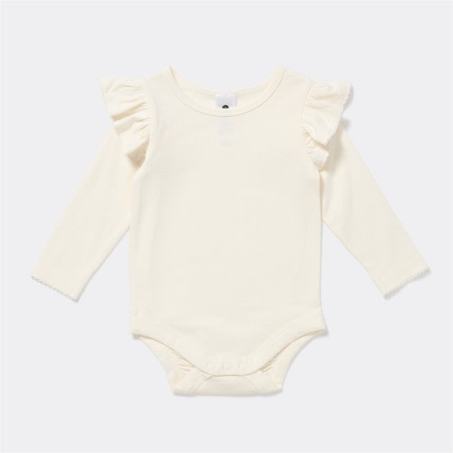 Dymples Baby Frilly Long Sleeve Bodysuit - Off White