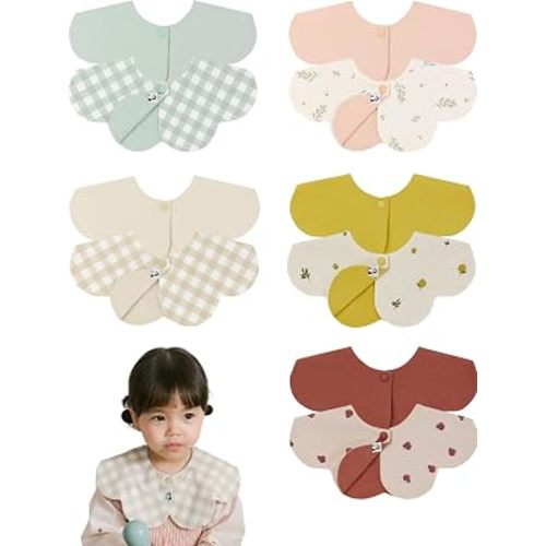 Konny Baby Bib 3/5/7-Pack Set, 360 ​​° Rotate, Soft and Absorbent Drooling for Toddler Boys Girls Baby Essentials
