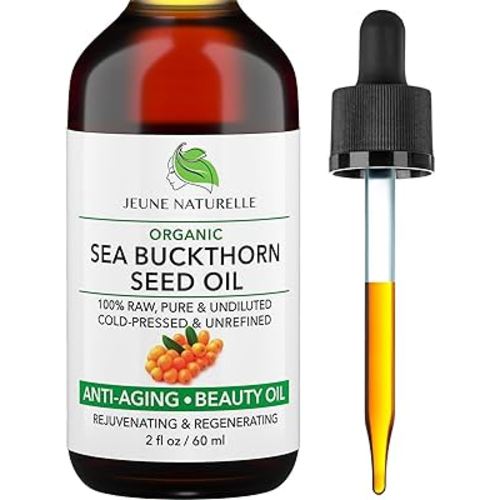 Sea Buckthorn Oil Organic, From Fruit & Seeds, 100% Pure RAW Virgin Cold-Pressed Undiluted Unrefined, Fast Absorbing, Travel Size, Non-Comedogenic