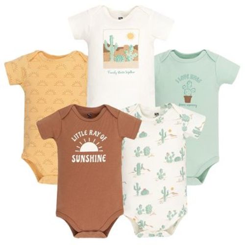 Hudson Baby Infant Boys Cotton Bodysuits 5-Pack, Desert Cactus, Newborn