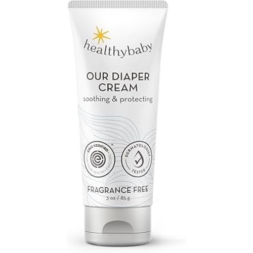 HealthyBaby Our Diaper Cream | Hypoallergenic Zinc Oxide & Squalane Diaper Cream | Fragrance Free, EWG Verified + Non-GMO, 3 oz