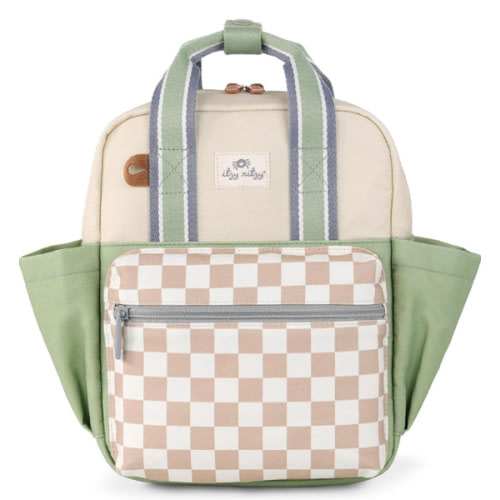 Itzy Ritzy Toddler Backpack - Daycare Bag - Features Adjustable Shoulder Straps, 2 Side Pockets & Spacious Interior with Wipeable Fabric Lining & Name Label, Checkerboard Backpack