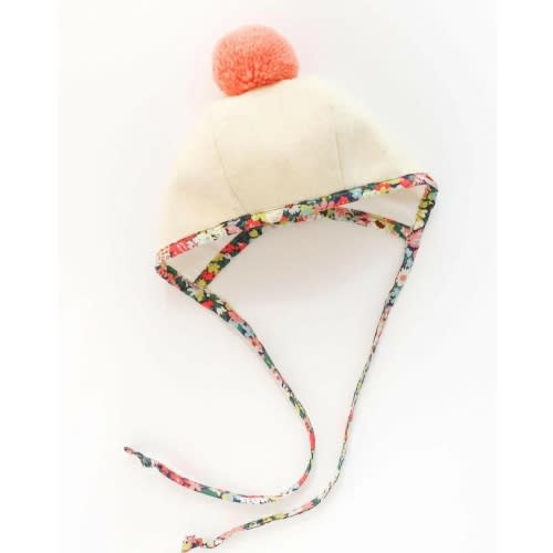 Wild Poppy Pom Briar Baby Wool Bonnet