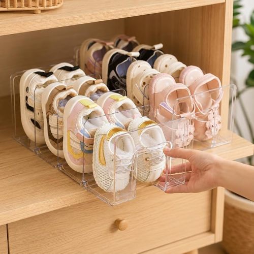 Baby Shoe Organizer, 4 Pack Clear Acrylic Toddler Shoe Rack