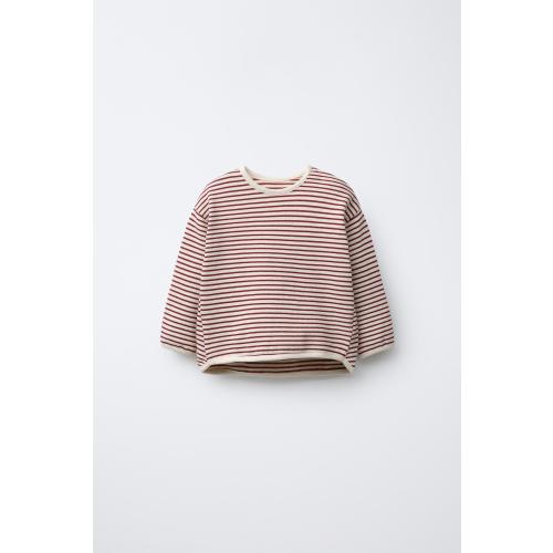 STRIPED T-SHIRT - Ecru / Red | ZARA United States