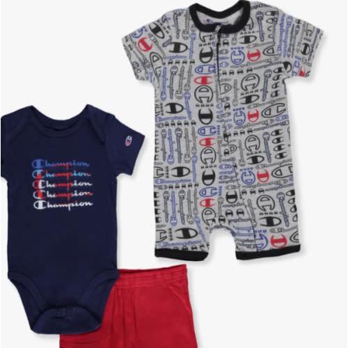 Champion Baby Boys' 3-Piece Romper Set Outfit