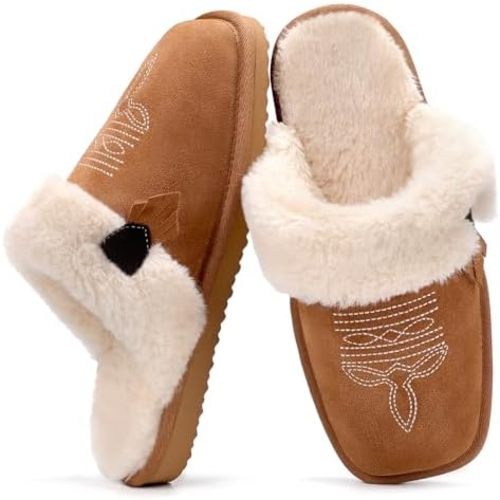 OOW Western Cowgirl Boot Slippers for Women House Slippers