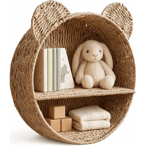 Teddy Bear Shelf, Nursery Shelves, Paper Rope Hanging Basket