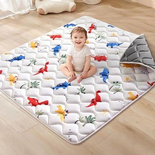Odorless Premium Foam Baby Play Mat, Soft Microfiber Fabric Crawling Mat for Floor- Comfortable and Hypoallergenic, Non-Slip Cushioned Floor Playpen mat for Infants,Babies,Toddlers