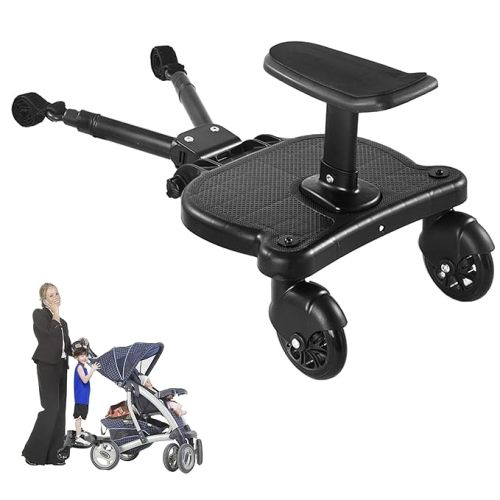2025 New-Universal Stroller Board with Detachable Seat, 2in1 Sit and Stand Stroller Glider Board for Most Strollers, Holds Children Up to 55 LBs Stroller Connectors Standing Board