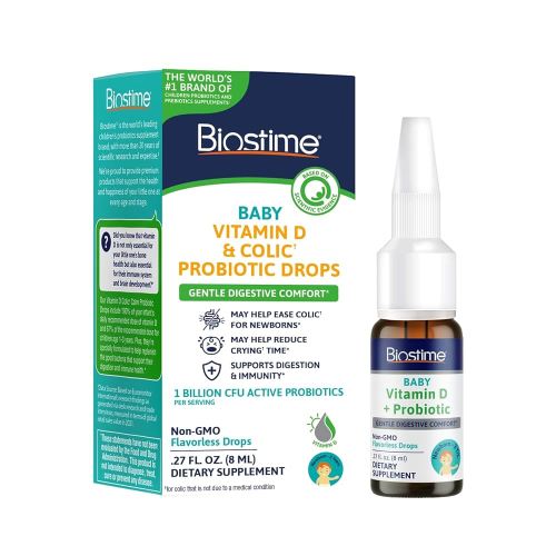 Biostime Baby Vitamin D & Colic Probiotic Drops for Newborns to 3 Years Old | 100% Daily Values Vitamin D for Bone & Immune Support – Eases Colic & Digestion| 32 Serving