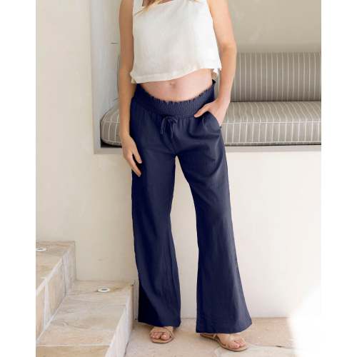 Giulia Maternity Linen Pants in Midnight Navy – Angel Maternity USA