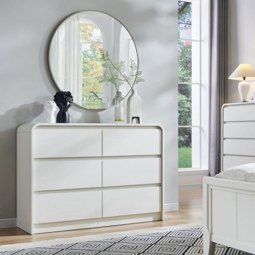 SinCiDo 6 Drawers Dresser for Bedroom, Modern 47in Wide Dressers & Chests of Drawers, White
