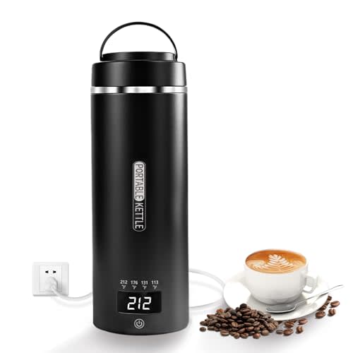 Travel Kettle, Portable Electric Kettle with 4 Temperature Controls, 304 Stainless Steel with Auto Shut-off, Black (120V)