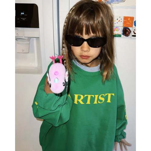 artist pullover | bright green + yellow print