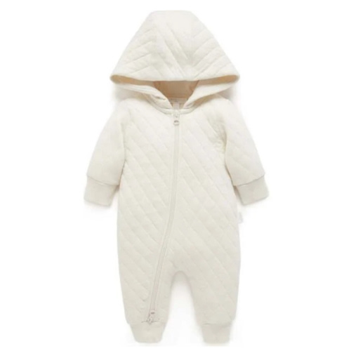 Quilted Coverall Wheat melange - Purebaby Rompers | Maisonette