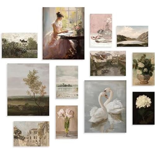12Pcs Vintage Aesthetic French Country Wall Art Set - Unframed