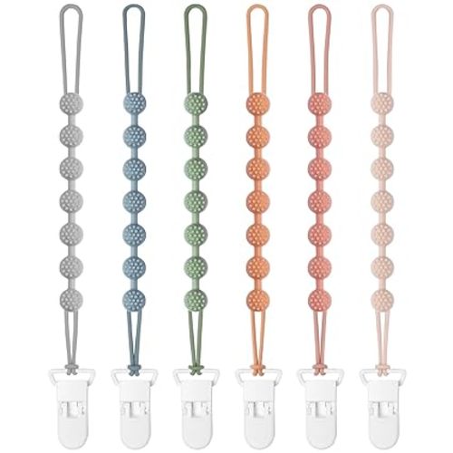 6 Pack Baby Pacifier Clip with One Piece Design, BPA Free