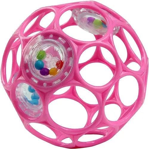 Bright Starts Oball Rattle Easy-Grasp Toy - Pink, Ages Newborn - 1 Count (Pack of 1)