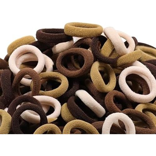 WillingTee Baby Hair Ties,300PCS Nylon Toddler Hair Ties for Girls, Kids Seamless Hair Bands, Girls Elastic Ponytail Holders,Brown