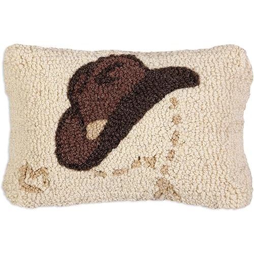 Chandler 4 Corners Artist-Designed Howdy Ma'am Hand-Hooked Wool Decorative Throw Pillow (8 in x 12 in) Cowboy-Themed Pillow for Couches & Beds - Low Maintenance Country Western Decor for Home