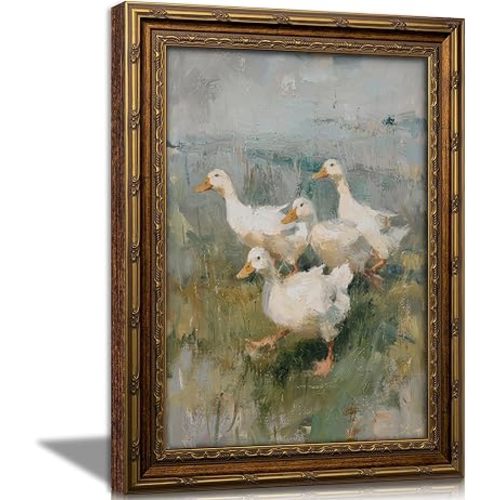 sezhylee Vintage Goose Framed Wall Art Geese Nursery Wall Decor 9x11in